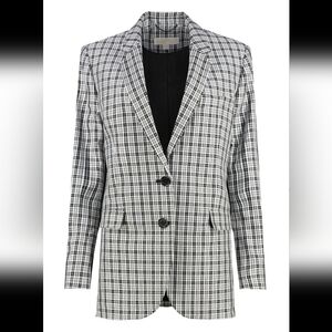 Michael Kors Black and White Classic Checked Twill Plaid Blazer Sz 2